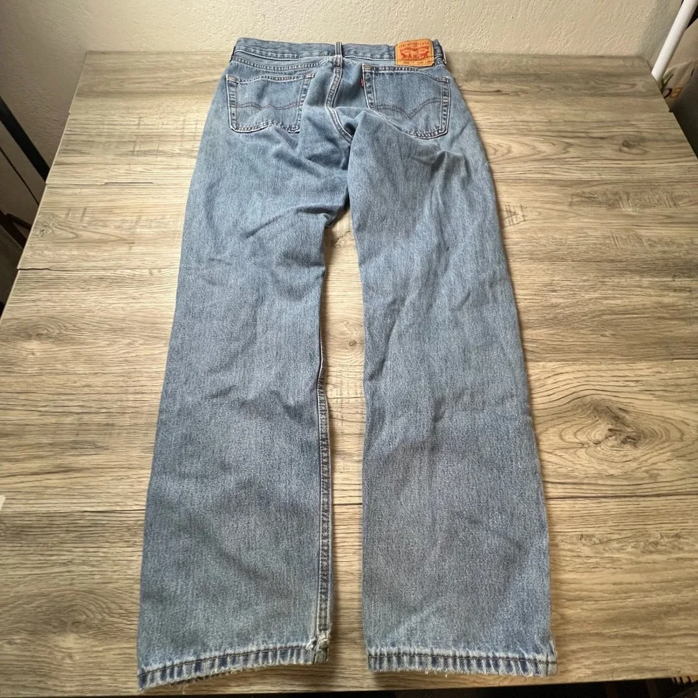 Levi's 505 Regular Fit Jeans Mens 36x34 Blue Straight Leg‎ Denim Pants Classic